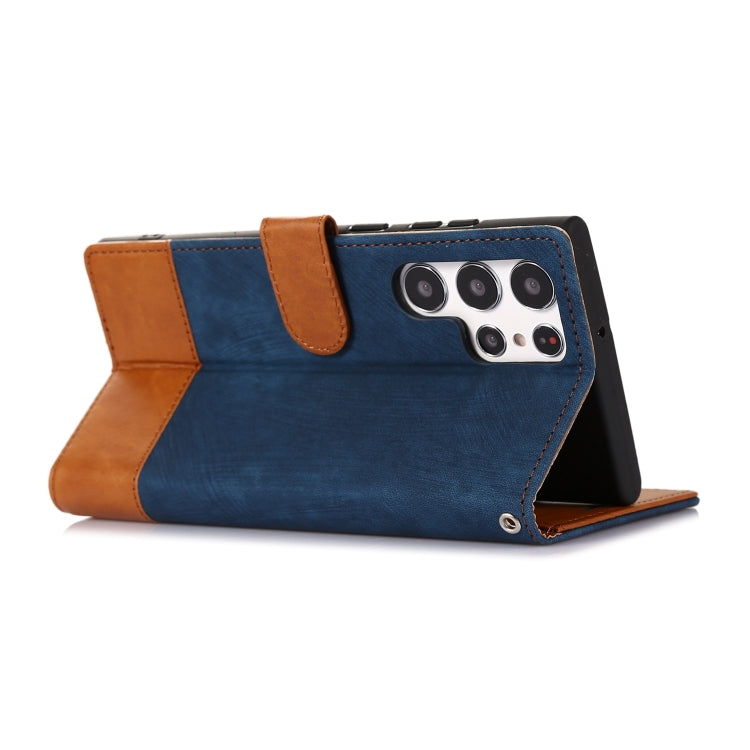 For Samsung Galaxy S22 Ultra 5G Splicing Leather Phone Case