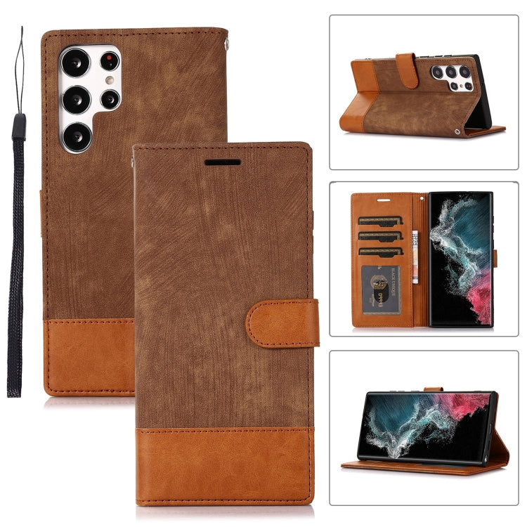 For Samsung Galaxy S22 Ultra 5G Splicing Leather Phone Case