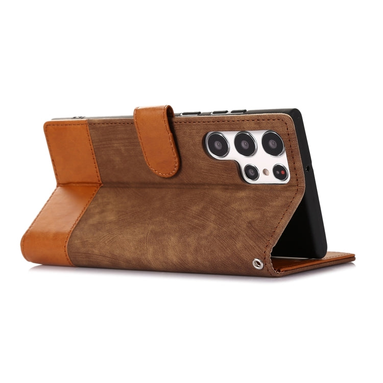 For Samsung Galaxy S22 Ultra 5G Splicing Leather Phone Case