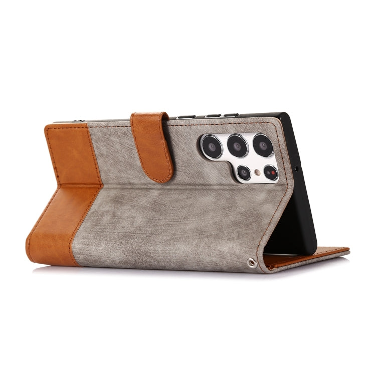 For Samsung Galaxy S22 Ultra 5G Splicing Leather Phone Case