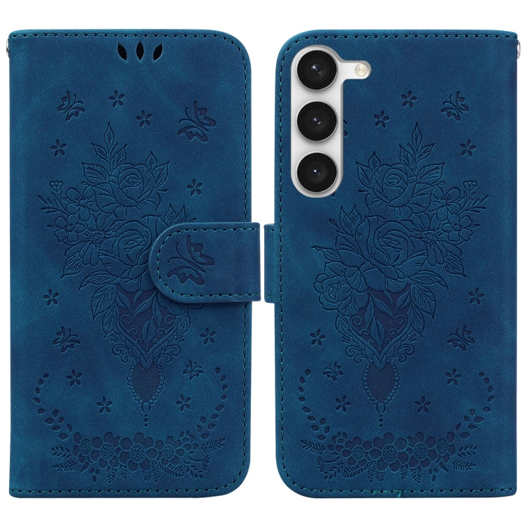 For Samsung Galaxy S23 5G Butterfly Rose Embossed Leather Phone Case
