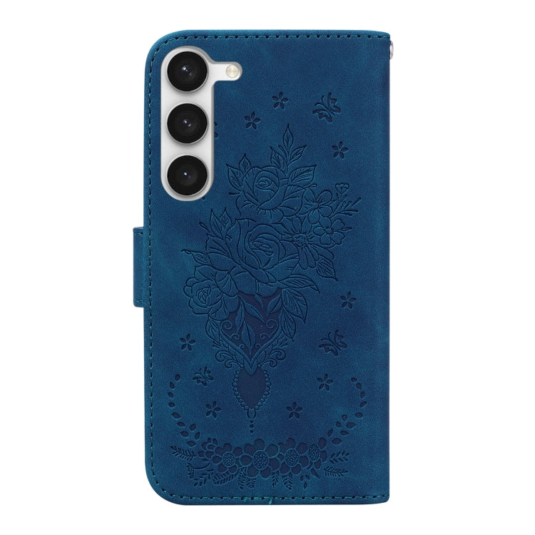 For Samsung Galaxy S23 5G Butterfly Rose Embossed Leather Phone Case