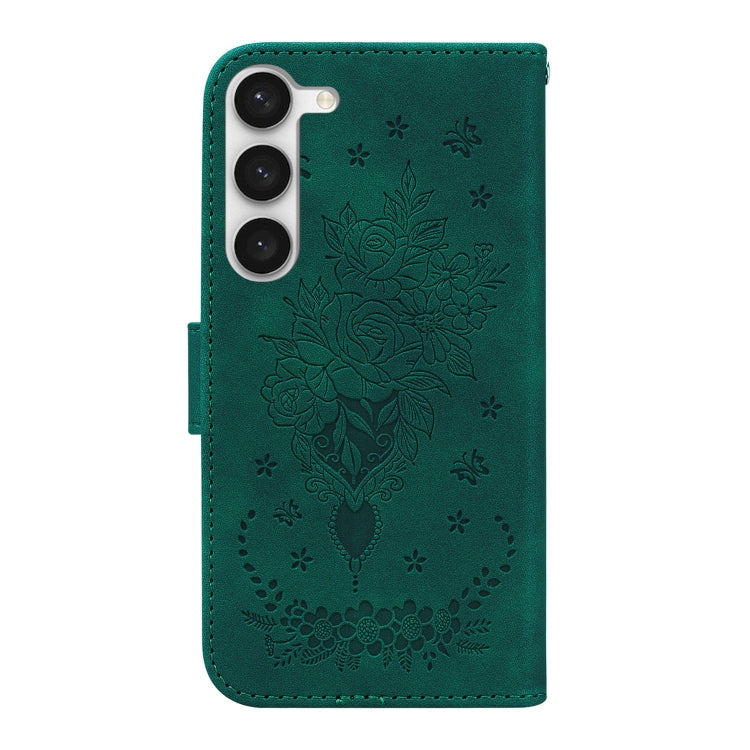For Samsung Galaxy S23 5G Butterfly Rose Embossed Leather Phone Case