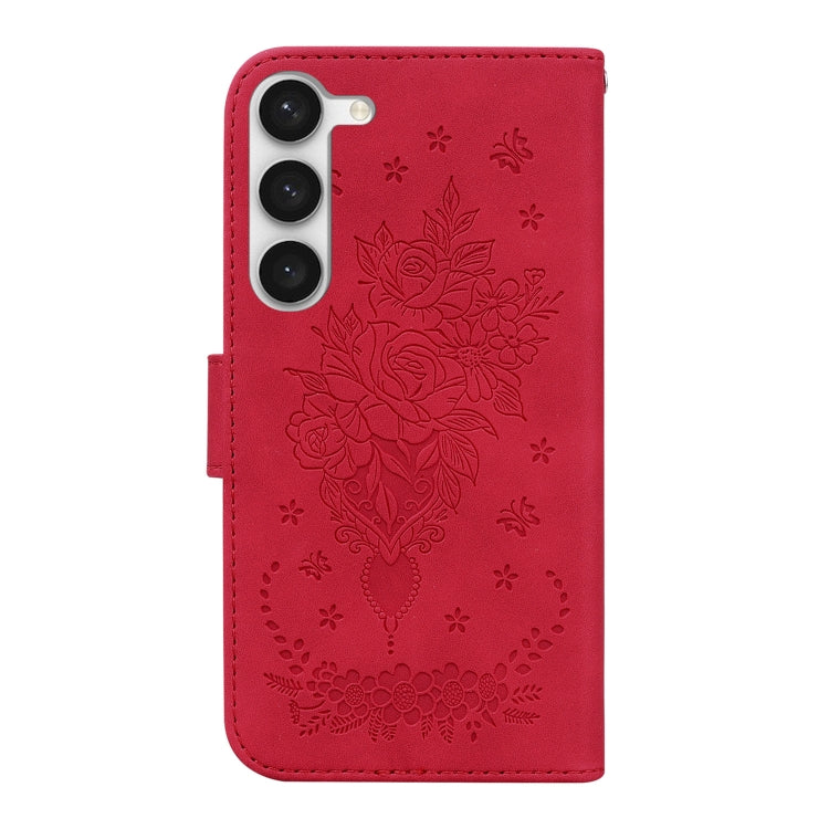 For Samsung Galaxy S23 5G Butterfly Rose Embossed Leather Phone Case