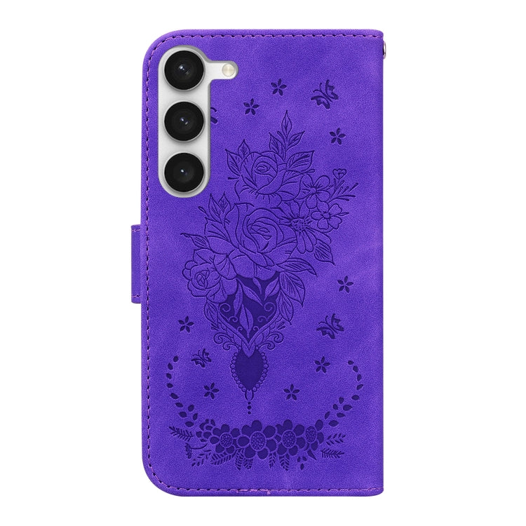 For Samsung Galaxy S23+ 5G Butterfly Rose Embossed Leather Phone Case