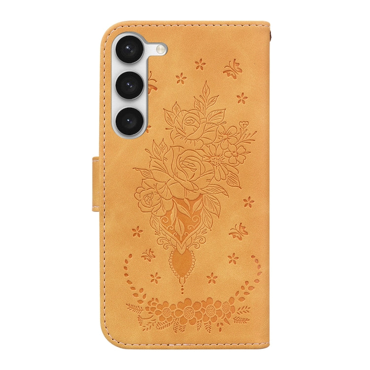 For Samsung Galaxy S23+ 5G Butterfly Rose Embossed Leather Phone Case