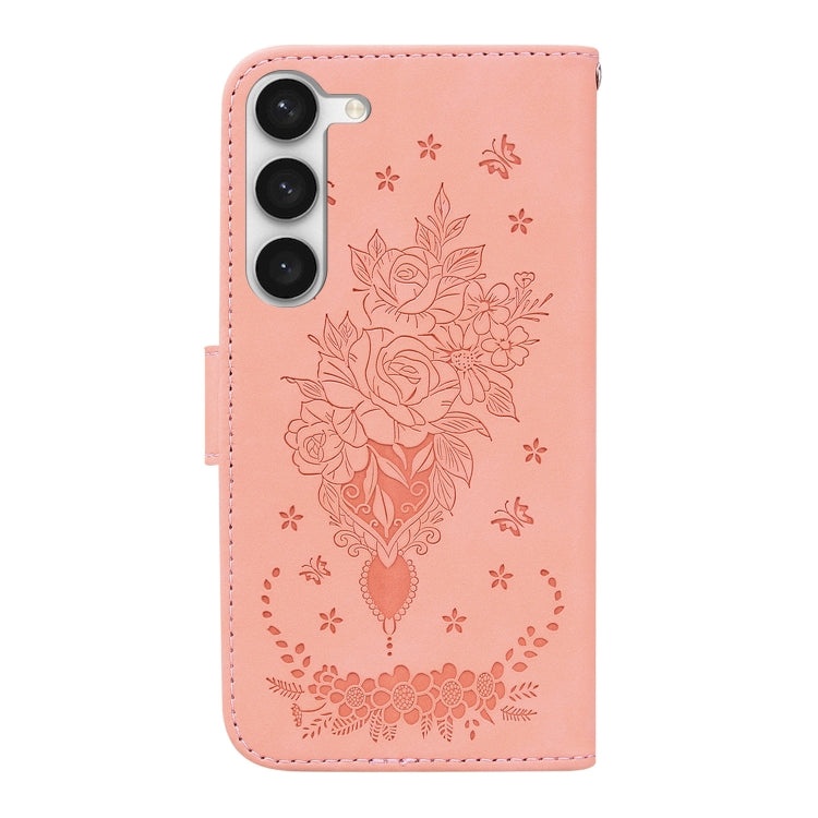 For Samsung Galaxy S23+ 5G Butterfly Rose Embossed Leather Phone Case