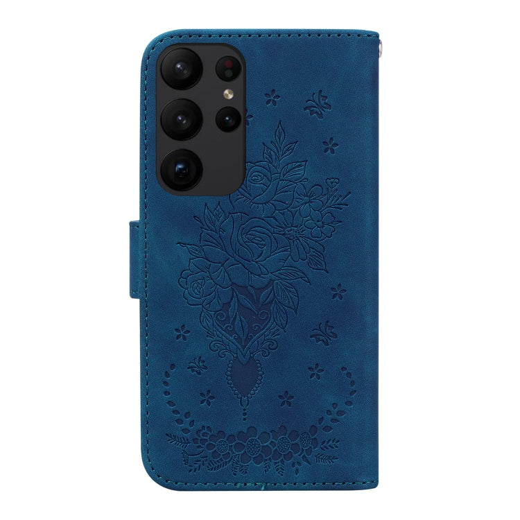 For Samsung Galaxy S23 Ultra 5G Butterfly Rose Embossed Leather Phone Case
