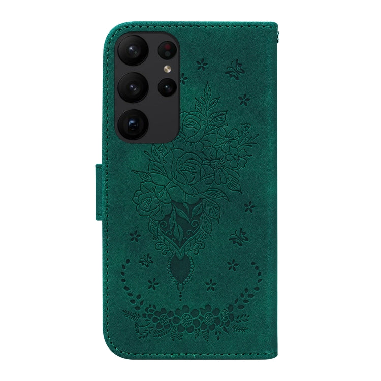 For Samsung Galaxy S23 Ultra 5G Butterfly Rose Embossed Leather Phone Case