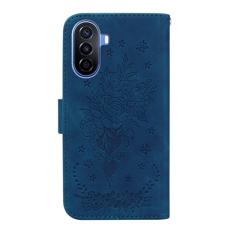 For Huawei nova Y70 Plus Butterfly Rose Embossed Leather Phone Case