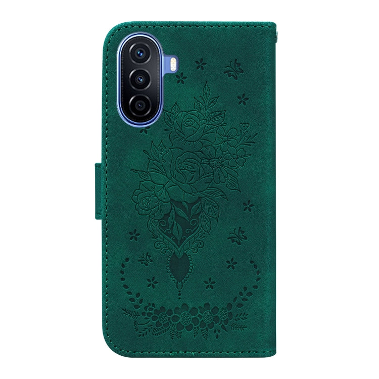 For Huawei nova Y70 Plus Butterfly Rose Embossed Leather Phone Case