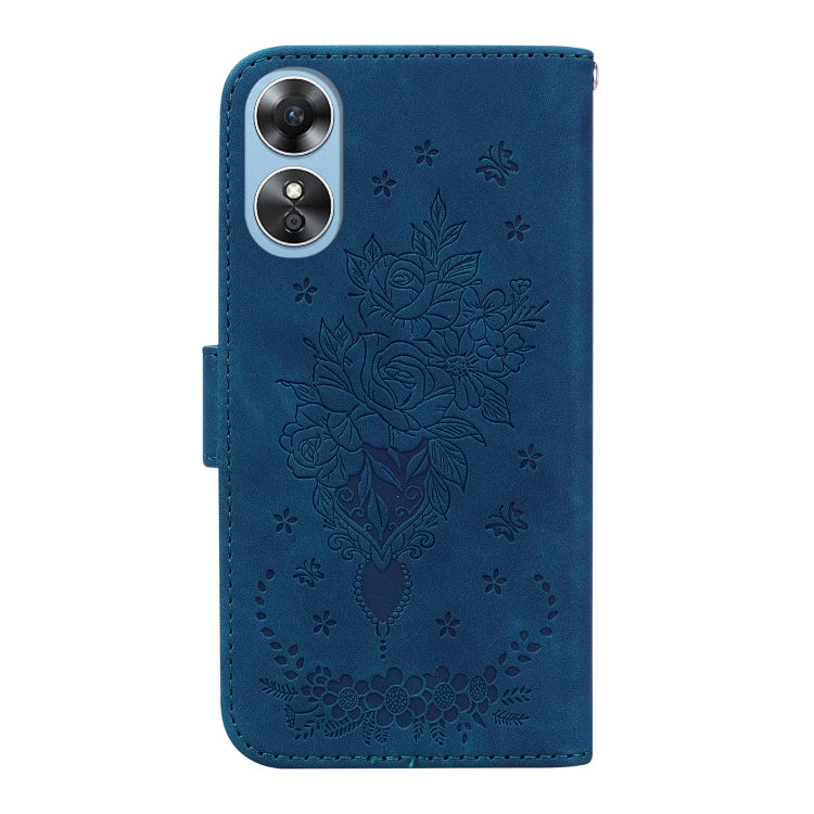 For OPPO A17 Butterfly Rose Embossed Leather Phone Case