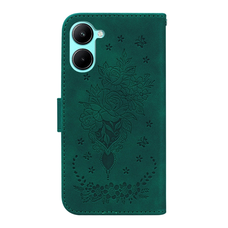 For Realme C33 Butterfly Rose Embossed Leather Phone Case