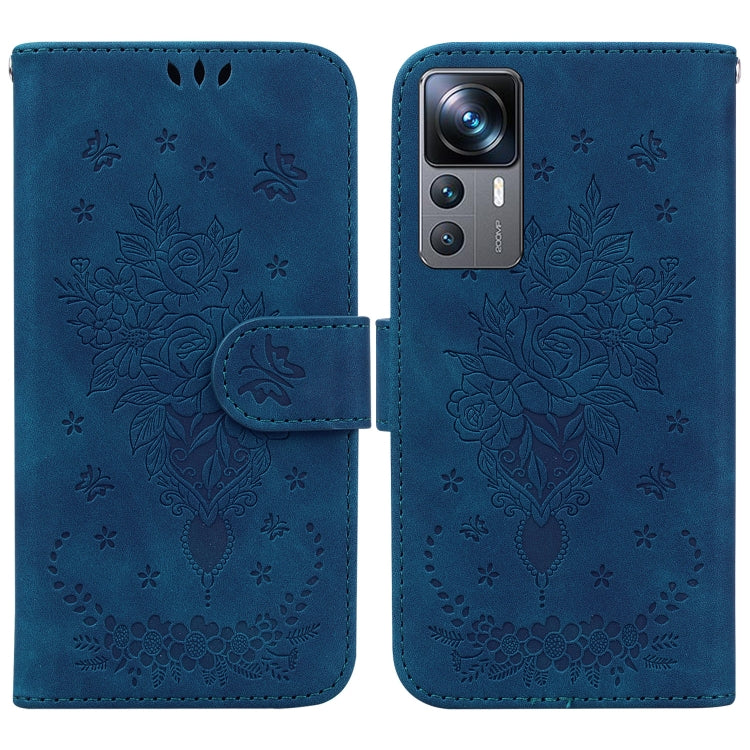 For Xiaomi 12T Pro Butterfly Rose Embossed Leather Phone Case