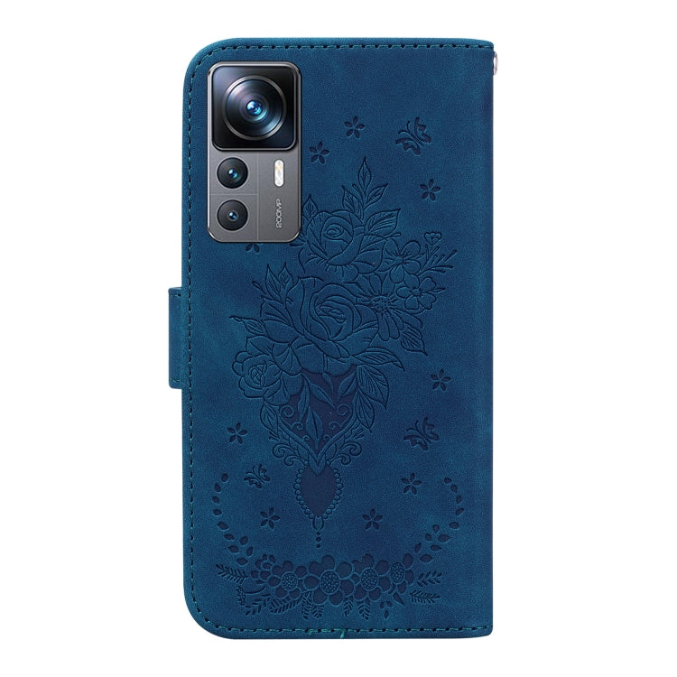 For Xiaomi 12T Pro Butterfly Rose Embossed Leather Phone Case
