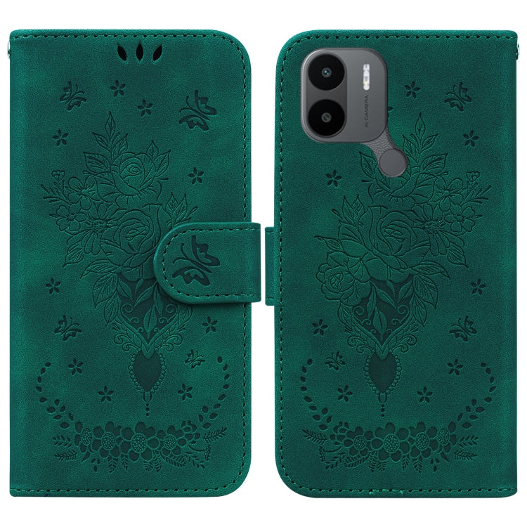 For Xiaomi Redmi A1+ Butterfly Rose Embossed Leather Phone Case