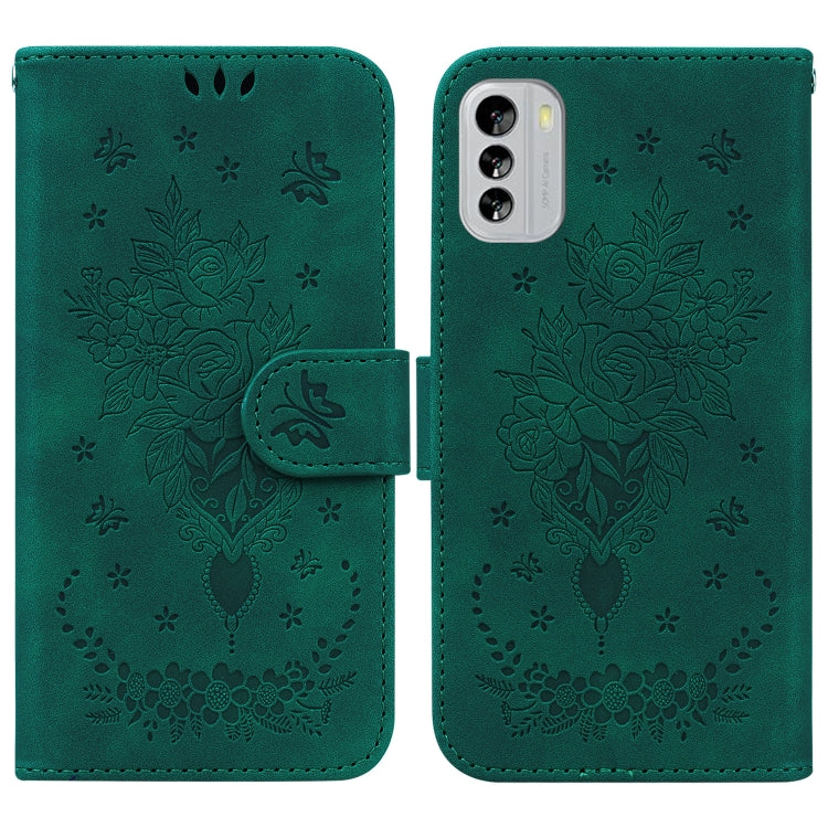 For Nokia G60 Butterfly Rose Embossed Leather Phone Case