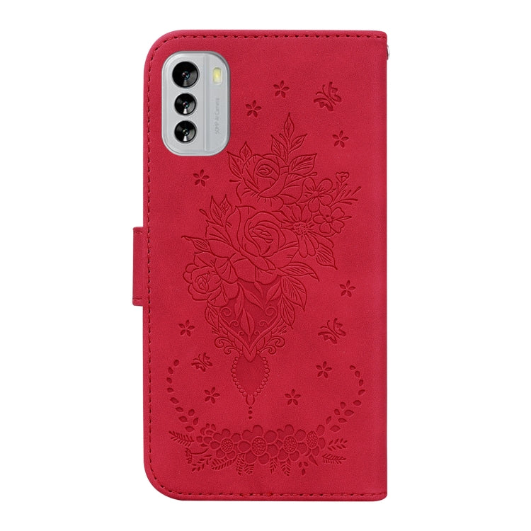 For Nokia G60 Butterfly Rose Embossed Leather Phone Case