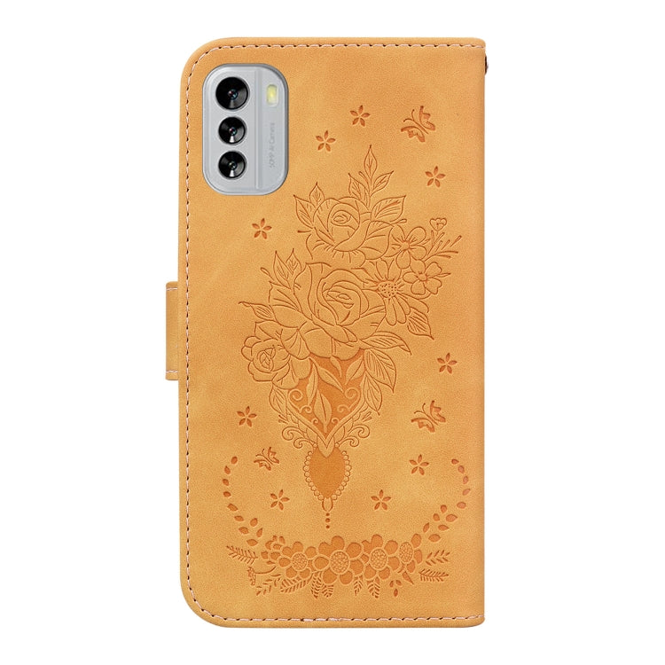 For Nokia G60 Butterfly Rose Embossed Leather Phone Case