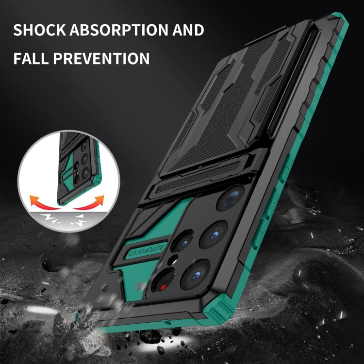 For Samsung Galaxy S23 Ultra 5G Kickstand Armor Card Wallet Phone Case
