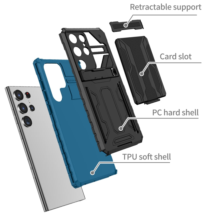 For Samsung Galaxy S23 Ultra 5G Kickstand Armor Card Wallet Phone Case