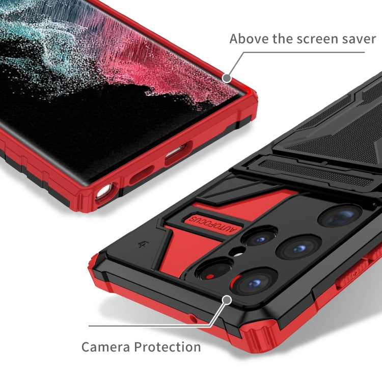 For Samsung Galaxy S23 Ultra 5G Kickstand Armor Card Wallet Phone Case