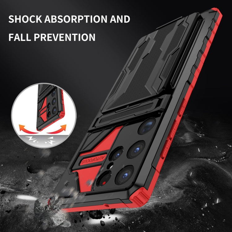 For Samsung Galaxy S23 Ultra 5G Kickstand Armor Card Wallet Phone Case