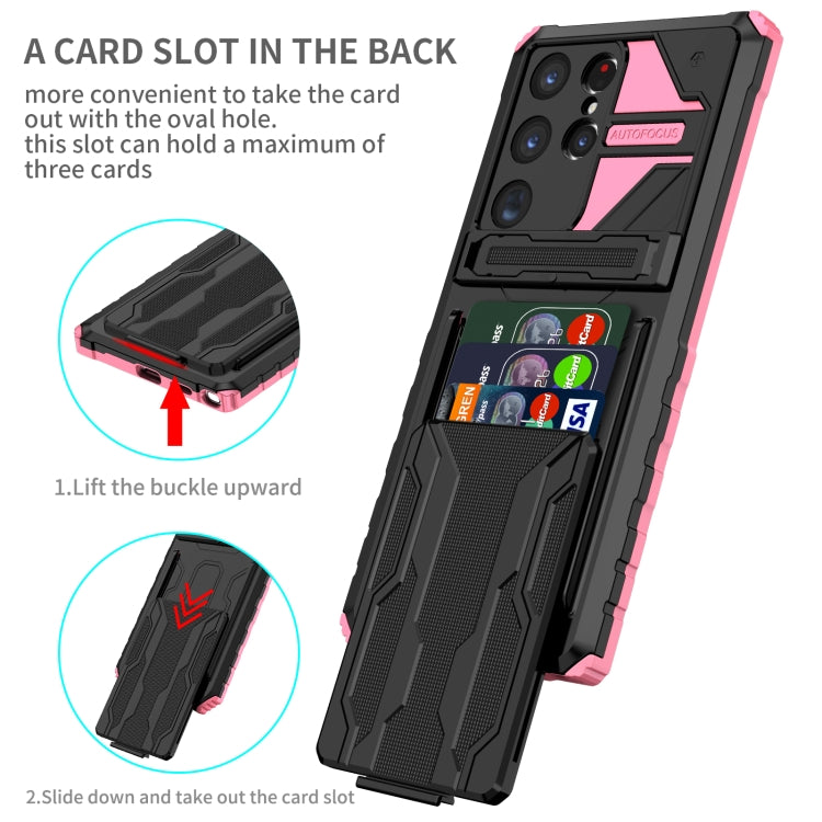 For Samsung Galaxy S23 Ultra 5G Kickstand Armor Card Wallet Phone Case