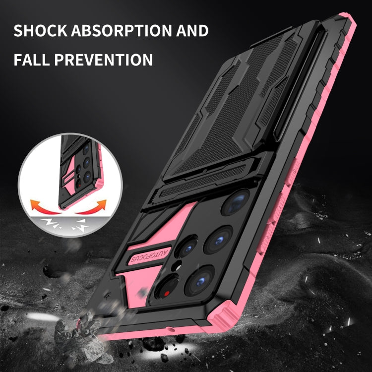 For Samsung Galaxy S23 Ultra 5G Kickstand Armor Card Wallet Phone Case
