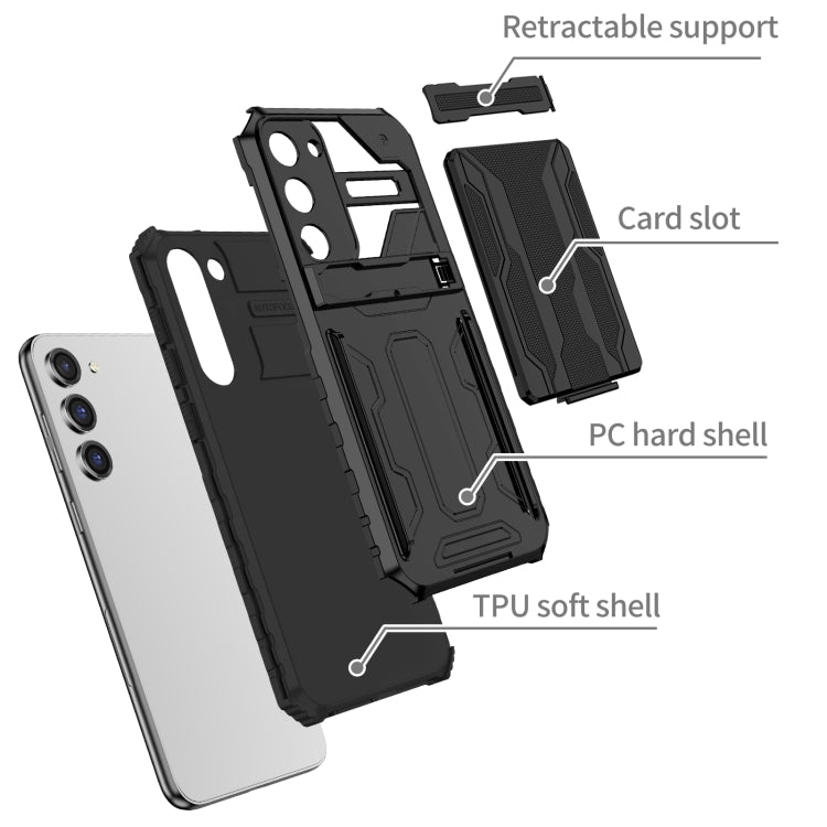 For Samsung Galaxy S23+ 5G Kickstand Armor Card Wallet Phone Case