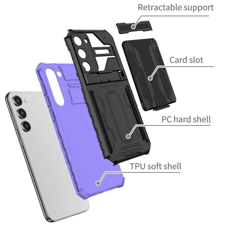For Samsung Galaxy S23 5G Kickstand Armor Card Wallet Phone Case
