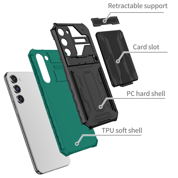 For Samsung Galaxy S23 5G Kickstand Armor Card Wallet Phone Case