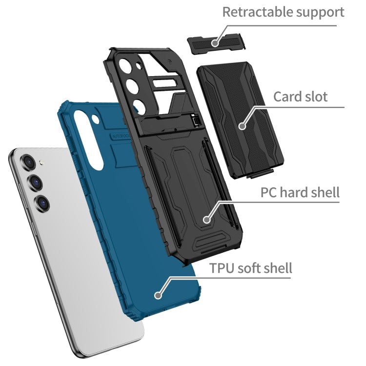For Samsung Galaxy S23 5G Kickstand Armor Card Wallet Phone Case