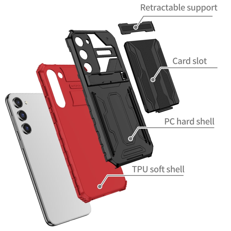 For Samsung Galaxy S23 5G Kickstand Armor Card Wallet Phone Case