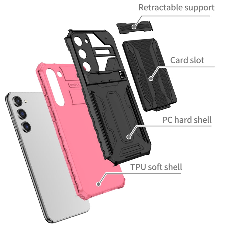 For Samsung Galaxy S23 5G Kickstand Armor Card Wallet Phone Case