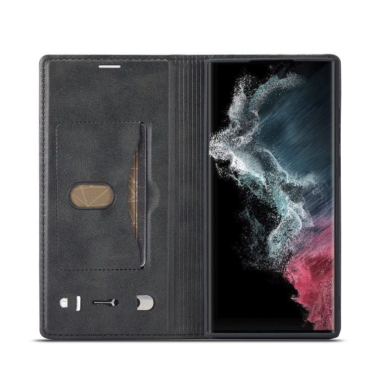 For Samsung Galaxy S23 Ultra 5G LC.IMEEKE LC-001 Series PU + TPU Color Matching Frosted Leather Phone Case