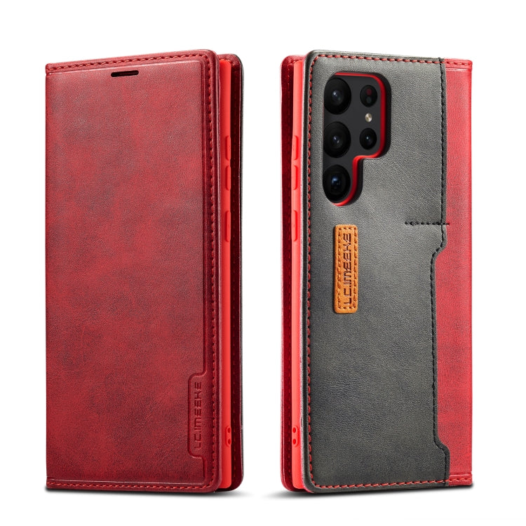 For Samsung Galaxy S23 Ultra 5G LC.IMEEKE LC-001 Series PU + TPU Color Matching Frosted Leather Phone Case