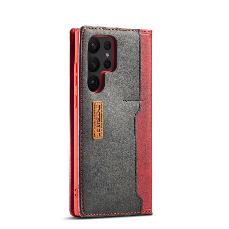 For Samsung Galaxy S23 Ultra 5G LC.IMEEKE LC-001 Series PU + TPU Color Matching Frosted Leather Phone Case