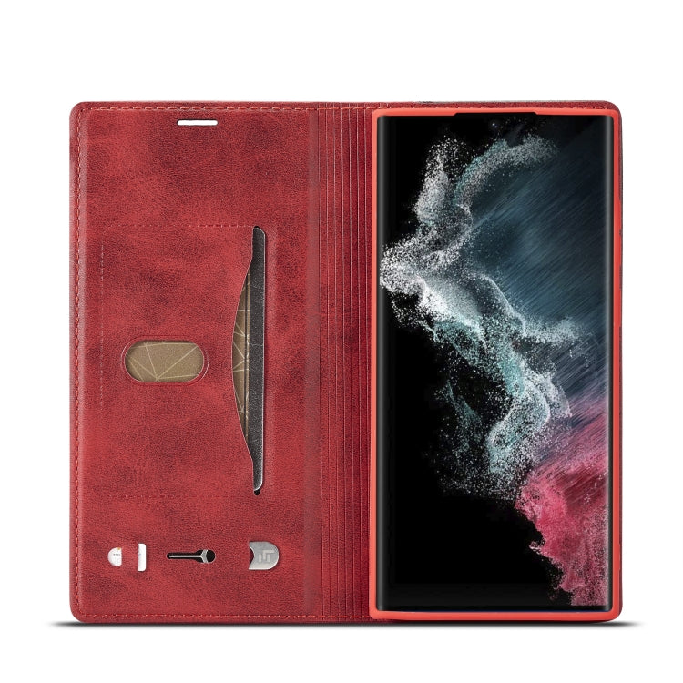 For Samsung Galaxy S23 Ultra 5G LC.IMEEKE LC-001 Series PU + TPU Color Matching Frosted Leather Phone Case