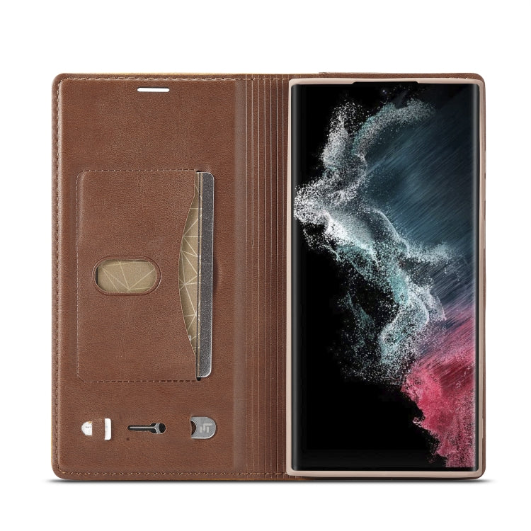 For Samsung Galaxy S23 Ultra 5G LC.IMEEKE LC-001 Series PU + TPU Color Matching Frosted Leather Phone Case