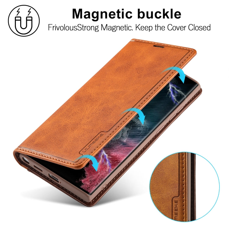 For Samsung Galaxy S23 Ultra 5G LC.IMEEKE LC-001 Series PU + TPU Color Matching Frosted Leather Phone Case