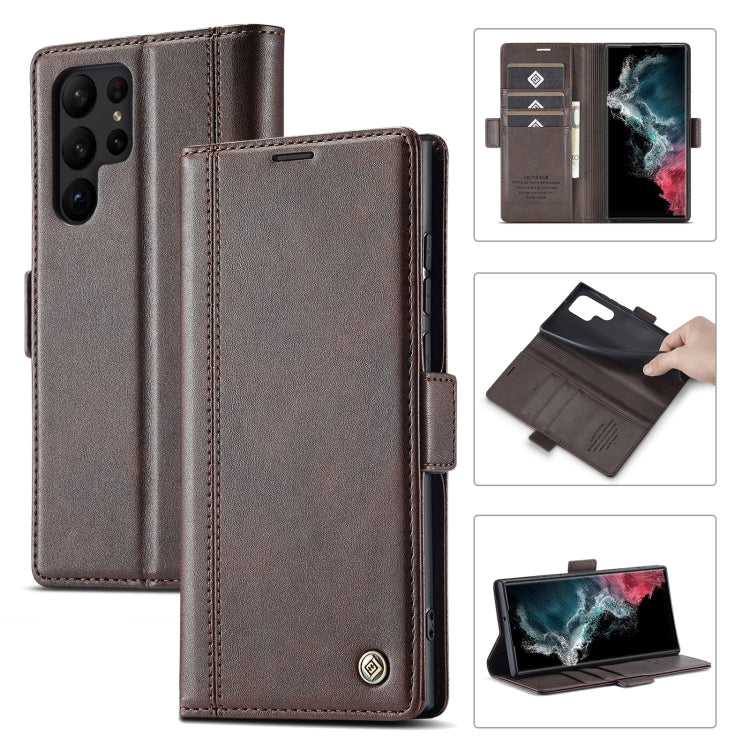 For Samsung Galaxy S23 Ultra 5G LC.IMEEKE PU + TPU Skin-friendly Feeling Leather Phone Case