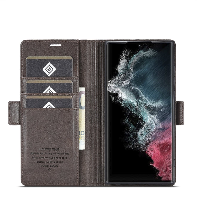 For Samsung Galaxy S23 Ultra 5G LC.IMEEKE PU + TPU Skin-friendly Feeling Leather Phone Case