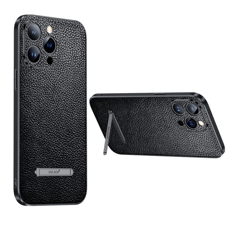 For iPhone 14 SULADA Invisible Bracket Leather Back Cover Phone Case
