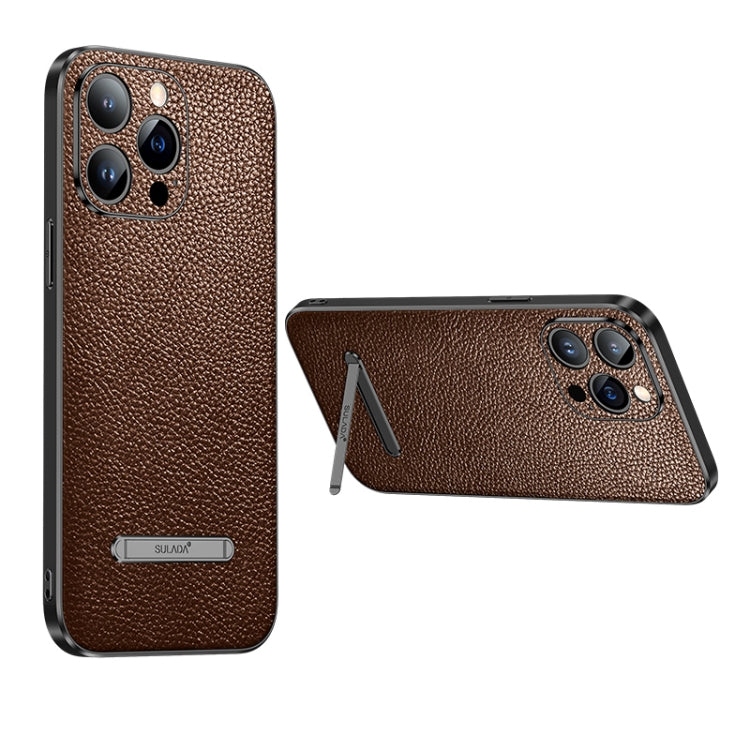 For iPhone 14 SULADA Invisible Bracket Leather Back Cover Phone Case