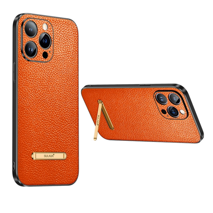 For iPhone 14 SULADA Invisible Bracket Leather Back Cover Phone Case