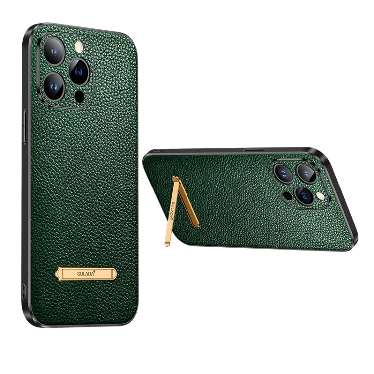For iPhone 14 SULADA Invisible Bracket Leather Back Cover Phone Case