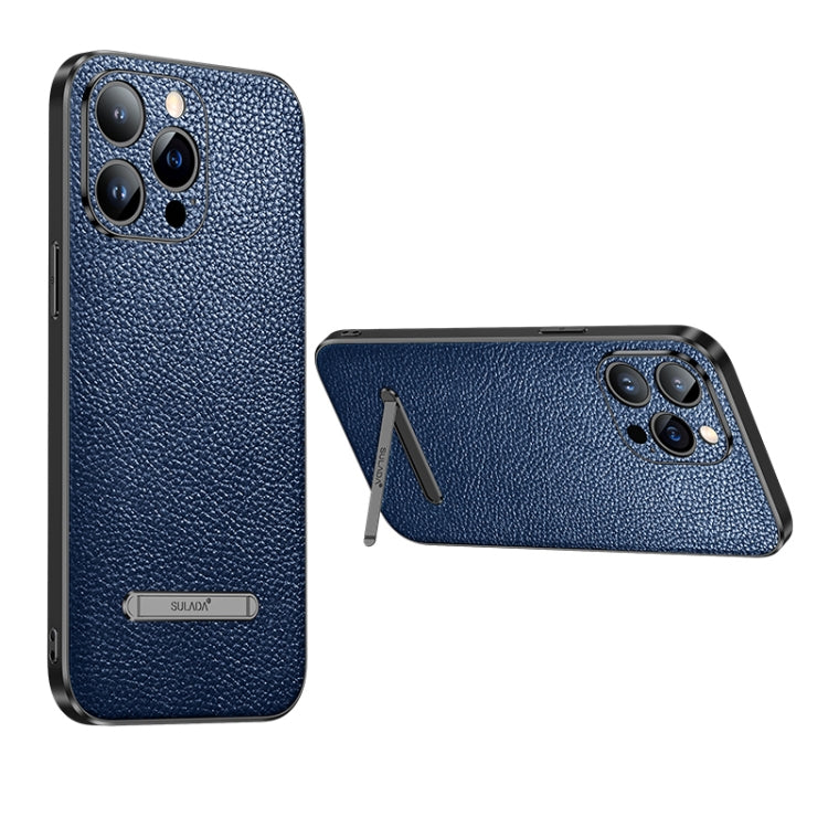For iPhone 14 SULADA Invisible Bracket Leather Back Cover Phone Case
