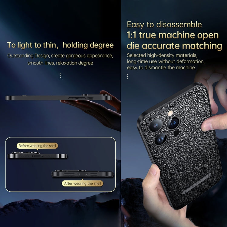 For iPhone 14 SULADA Invisible Bracket Leather Back Cover Phone Case