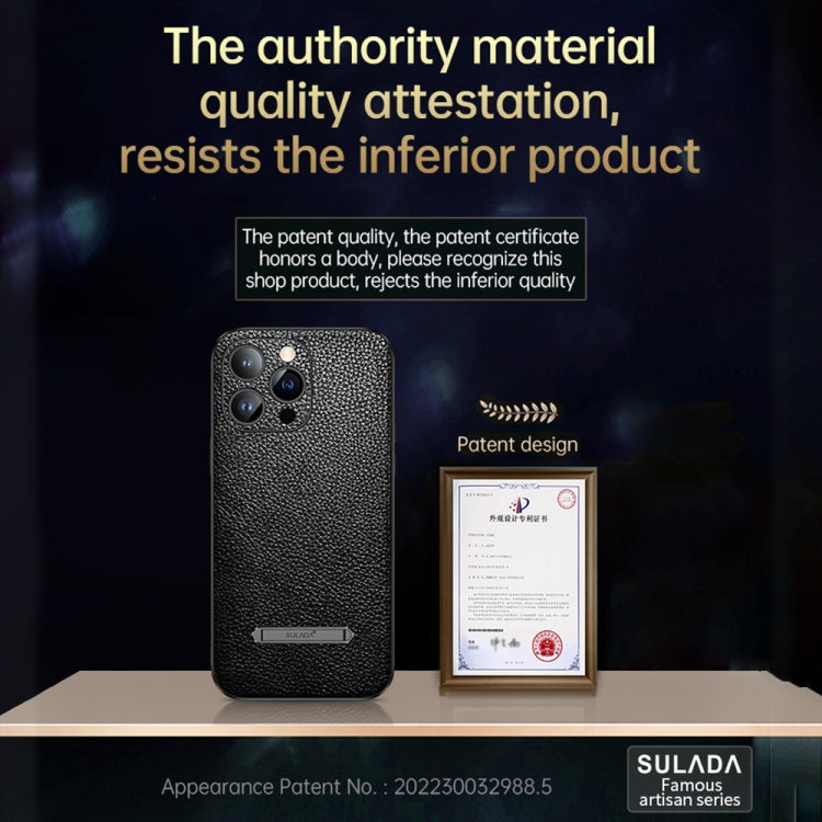 For iPhone 14 SULADA Invisible Bracket Leather Back Cover Phone Case